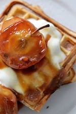Waffles with maple-toffee apples