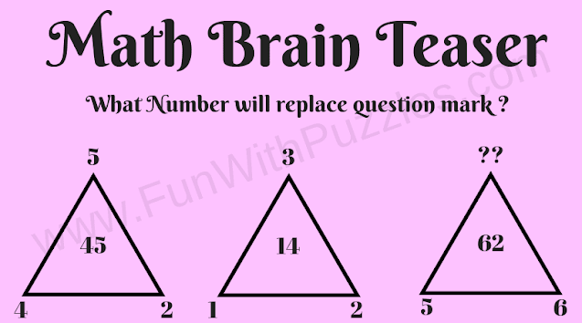 Maths Brain Teasers to find the missing number in the triangle