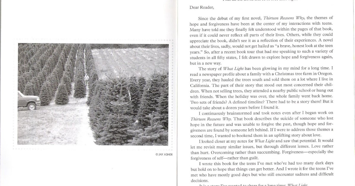 Jay Asher WHAT LIGHT Dear Readers