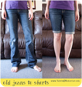 DIY Pants to Shorts Before and After