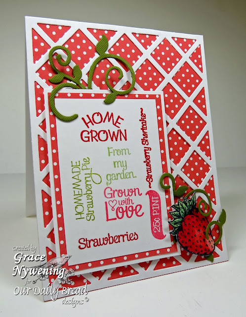 ODBD Stamps: Strawberries, Strawberries and Pickles, Blue Ribbon Winner, Garden Sentiments, designed by Grace Nywening