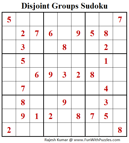 Disjoint Groups Sudoku Puzzle (Fun With Sudoku #255)