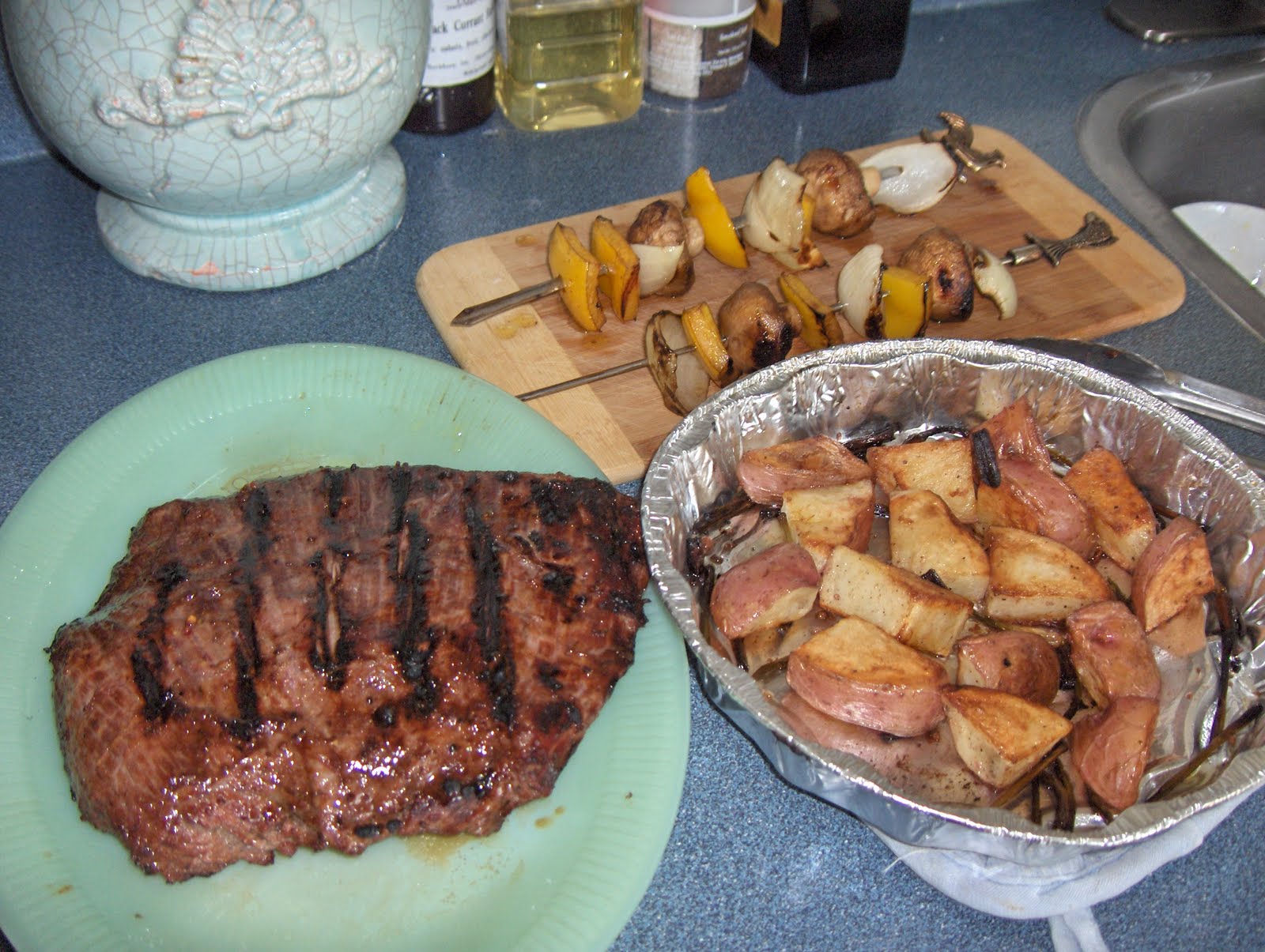 dinner at julie's BBQ Asian Flank Steak