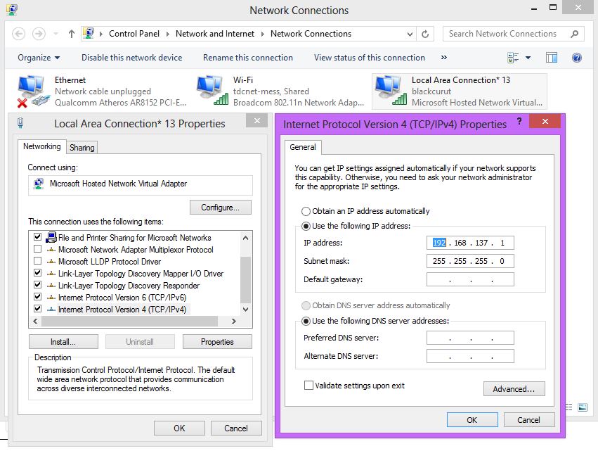 Internet connection sharing