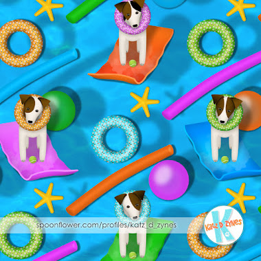 Parson Jack Russell pool party - vote for designs in Spoonflower's Dog Days challenge
