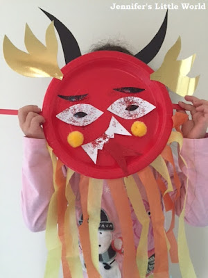 Paper plate dragon mask for Chinese New Year