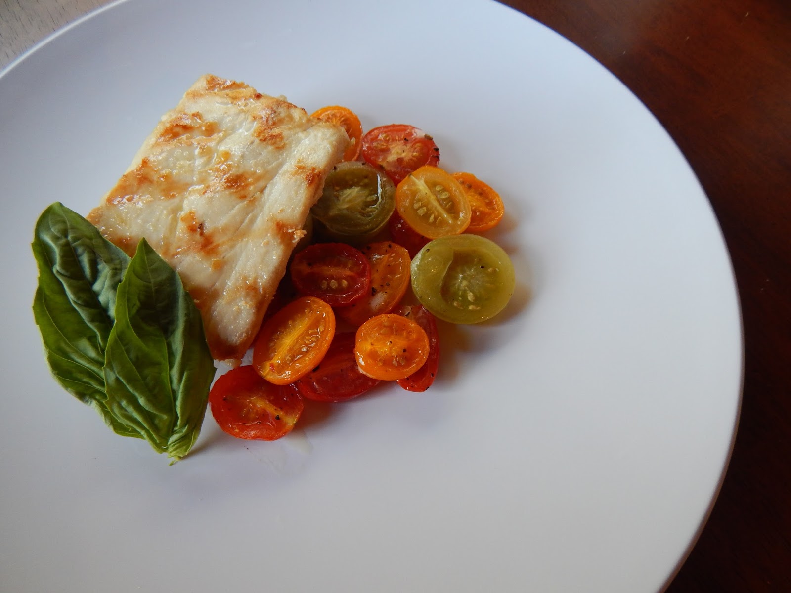 The Nerdy Chef Mahi Mahi with Basil Shallot Butter & Roasted Tomatoes