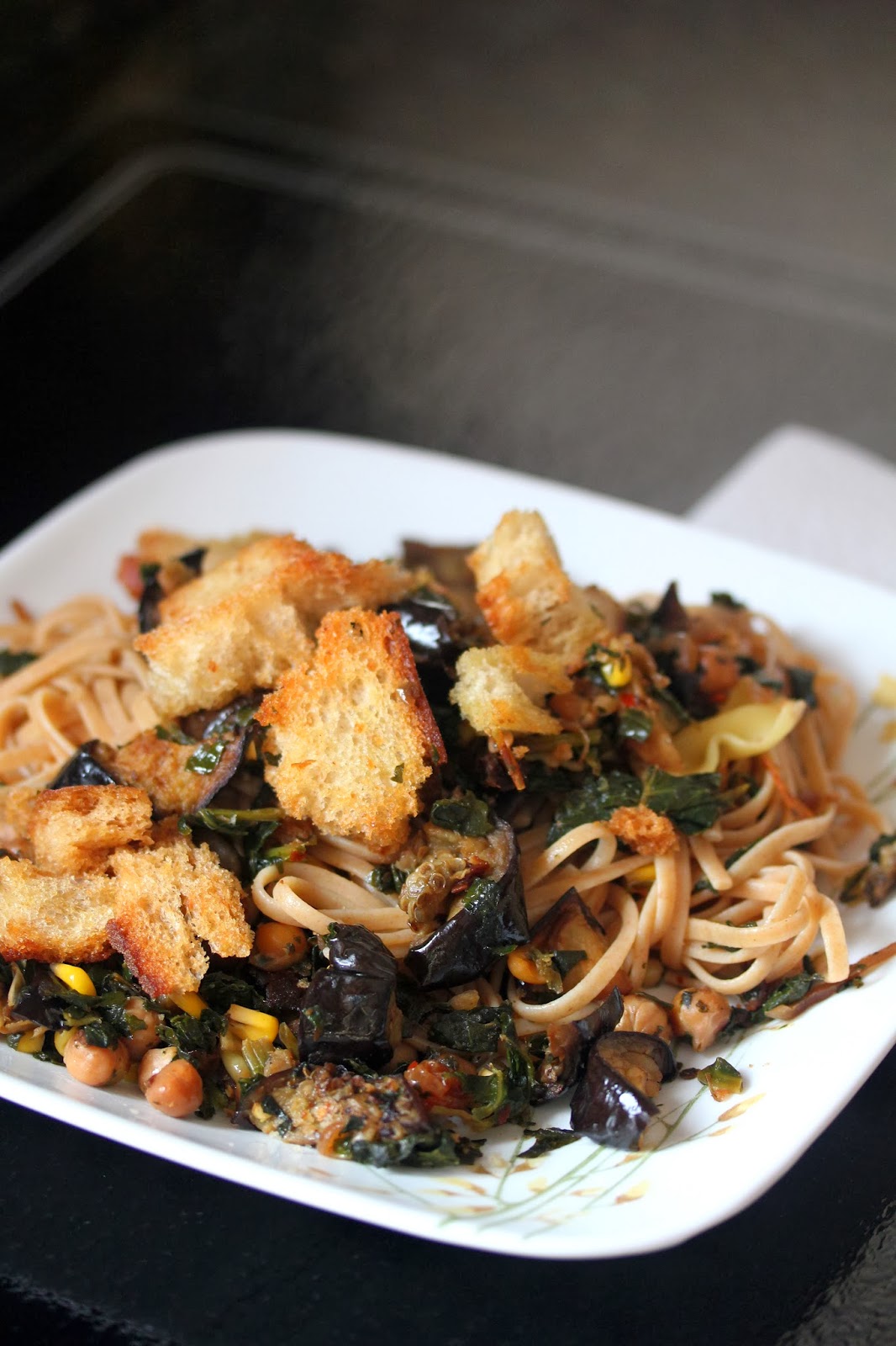 Kale, Eggplant, and Chickpea Pasta Kitchen Grrrls.