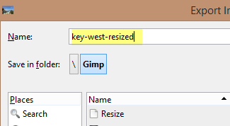 GIMP eport file name
