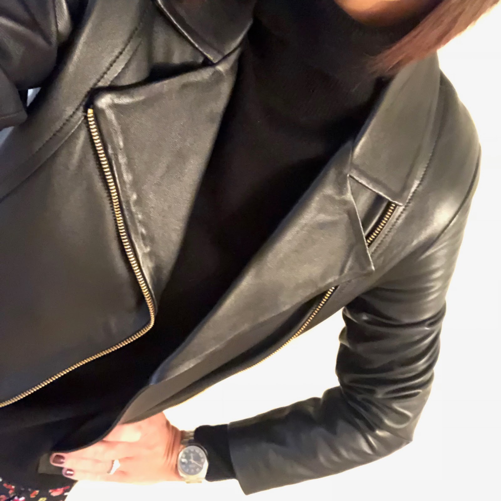 my midlife fashion, baukjen everyday leather biker jacket, marks and spencer a line ruffle maxi skirt, marks and spencer pure cashmere roll neck jumper, iro paris ankle boots