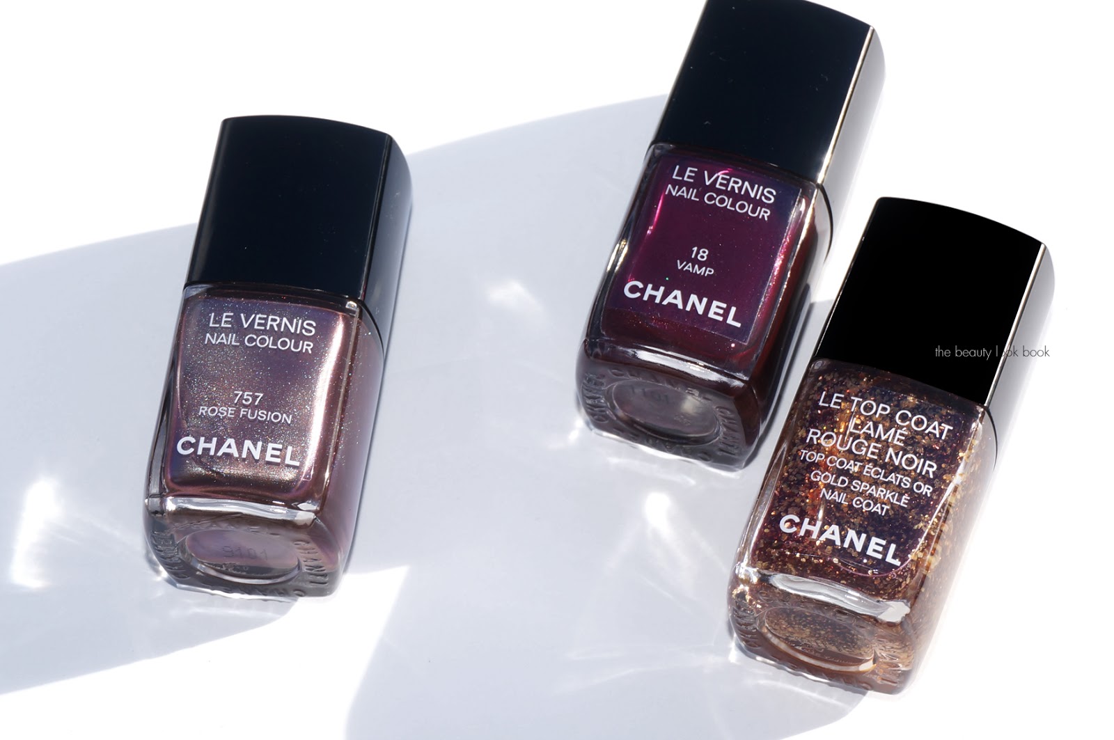 Chanel Vamp, Rose Fusion Le Vernis and Le Top Coat Lamé Rouge Noir