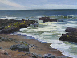 rocky shore ocean painting landscape coast oregon beach air plein watercolor artist paint sedwick sarah painters marine inspiration salon visiter
