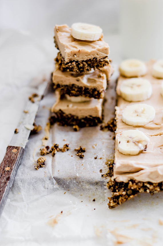 Peanut butter cheesecake slices with quinoa and oat base recipe by Honey & Cinnamon