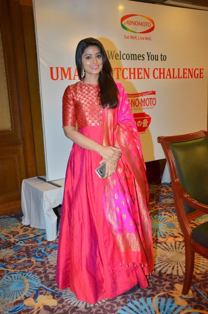 Beautiful Tamil Girl Sneha Long Hair Smiling Photos In Red Dress