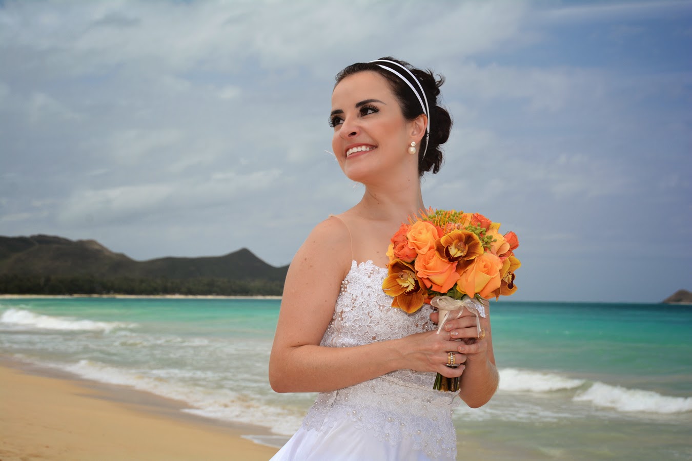Bride at Waimanalo Beach