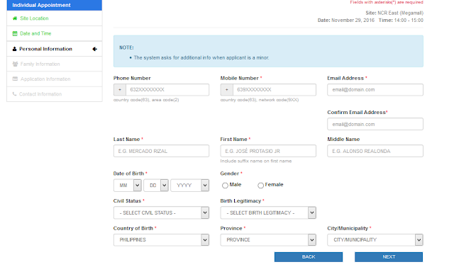 personal information appointment
