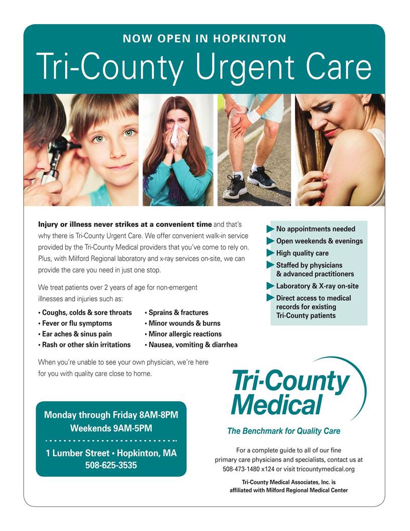 Franklin Matters TriCounty Urgent Care now open in Hopkinton, just