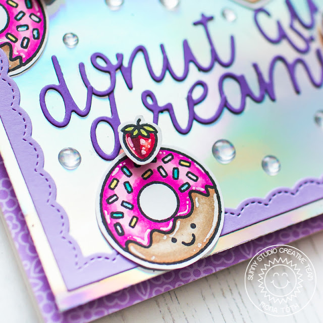 Sunny Studio Stamps: Spring Greetings Breakfast Puns Fancy Frames Rectangle Dies Loopy Letters Dies Cards by Franci Vignoli and Mona Toth