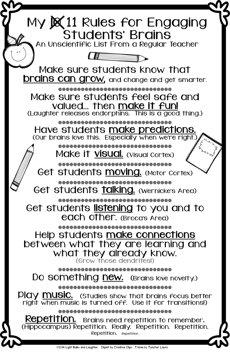 Light Bulbs and Laughter - Eleven Rules for Engaging Students' Brains
