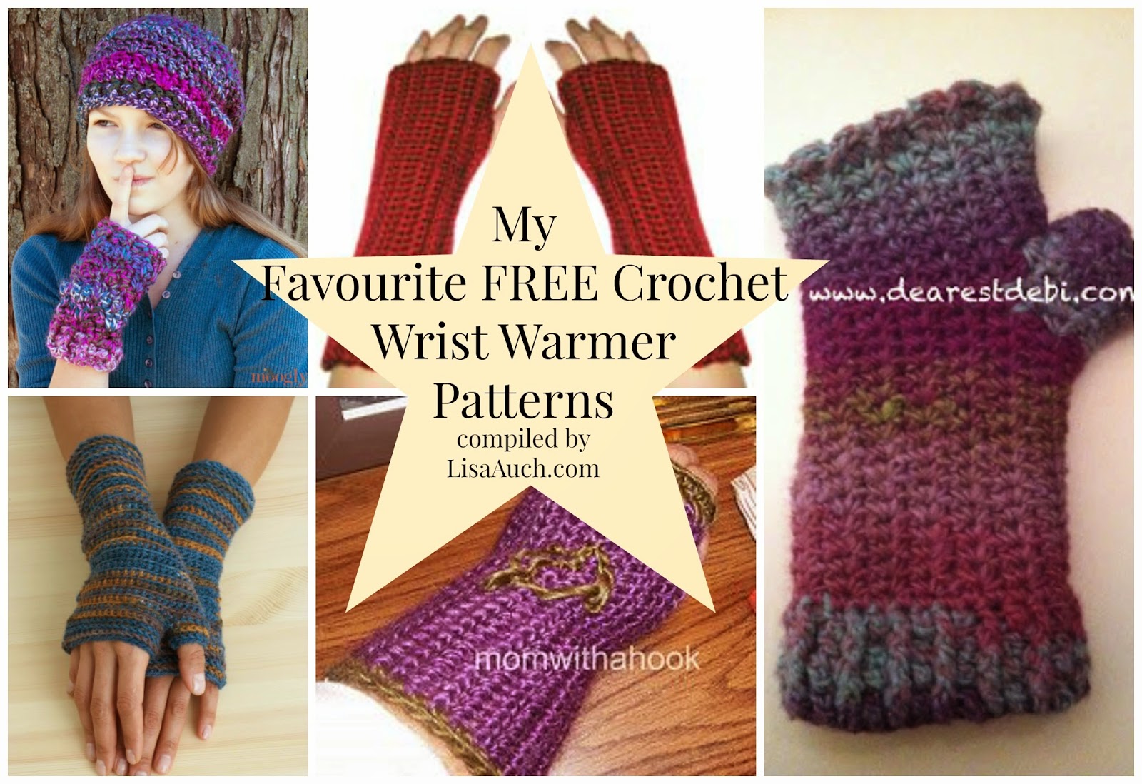 crochet Wrist Warmers Fingerless gloves  Free Crochet Patterns