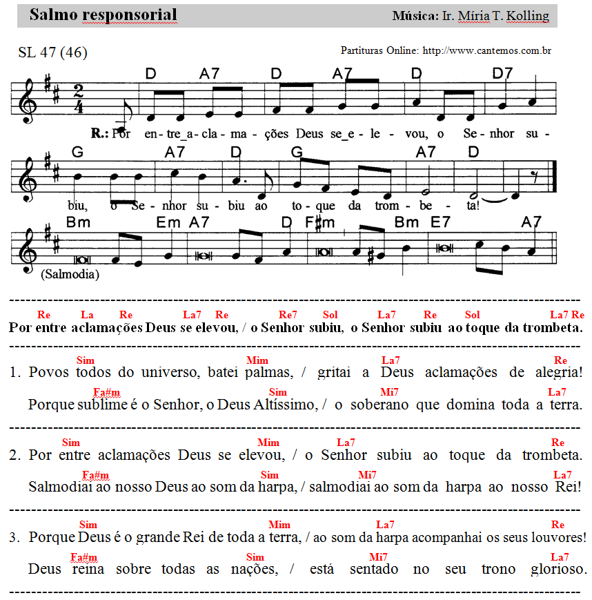 Cantos para Missa Missa do dia 02/06/2019 Ascensão do Senhor