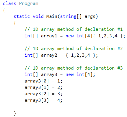 Arrays for matrices