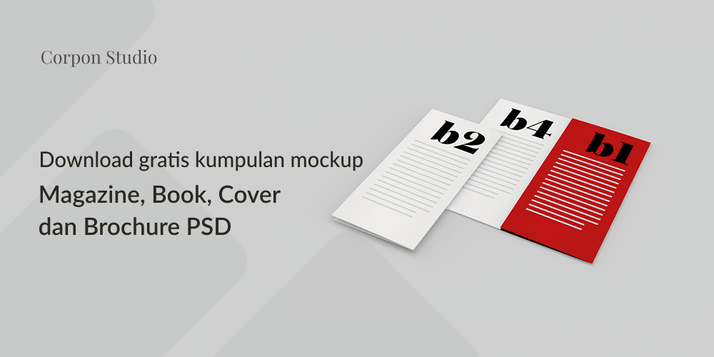 Download Gratis Mockup Majalah, Brosur, Buku, Cover Template PSD