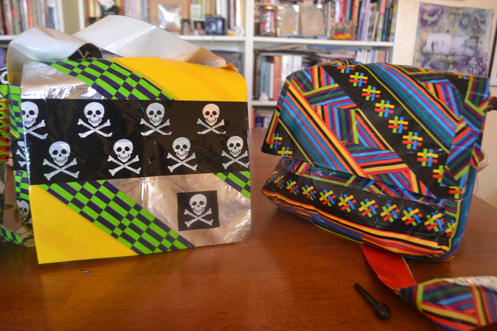 ameli and mati Making Duct tape art....again