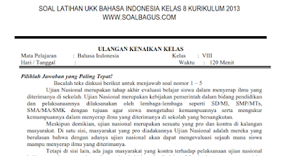 Dapatkan soal latihan ukk/ uas bindo kls 8 semester 2/ genap kurikulum 2013 plus kunci jawabannya www.soalbagus.com