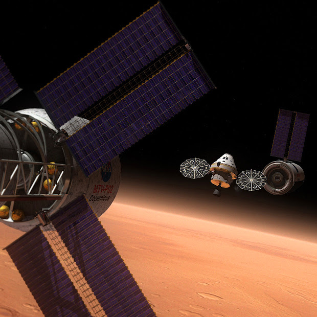 Artist's rendering of the MPCV on a Manned Mission to Mars