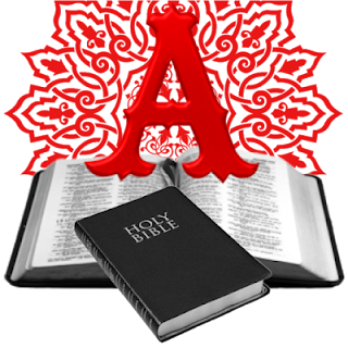 Abecedario Rojo con Biblia. Red Alphabet with a Bible.