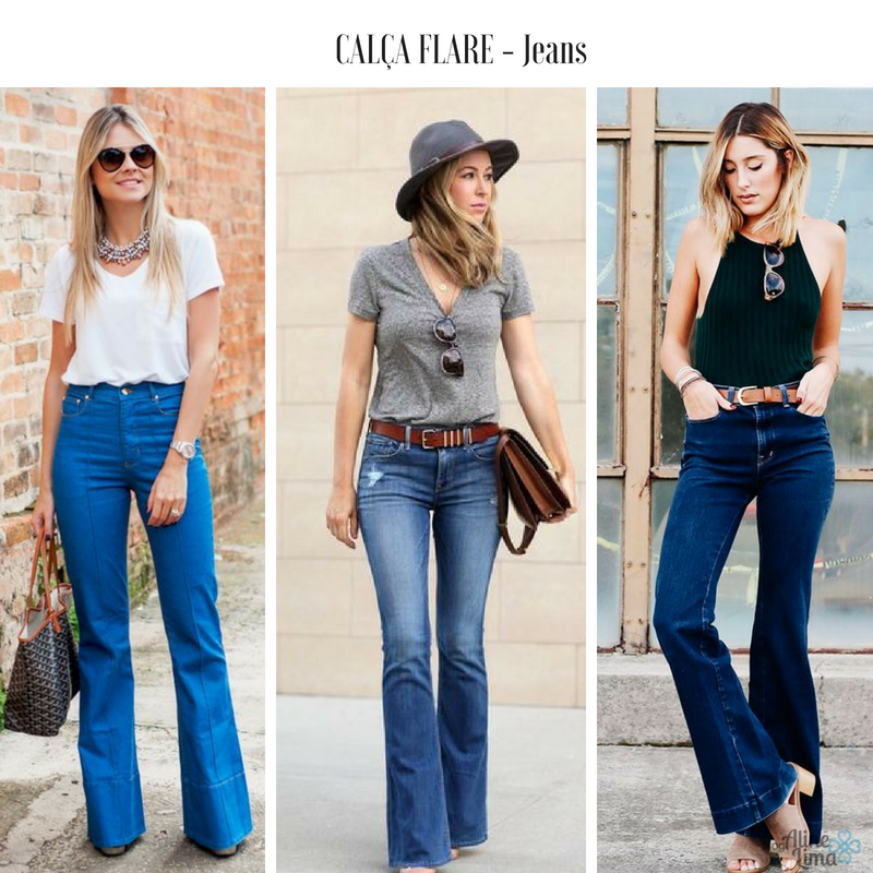 look calça flare jeans