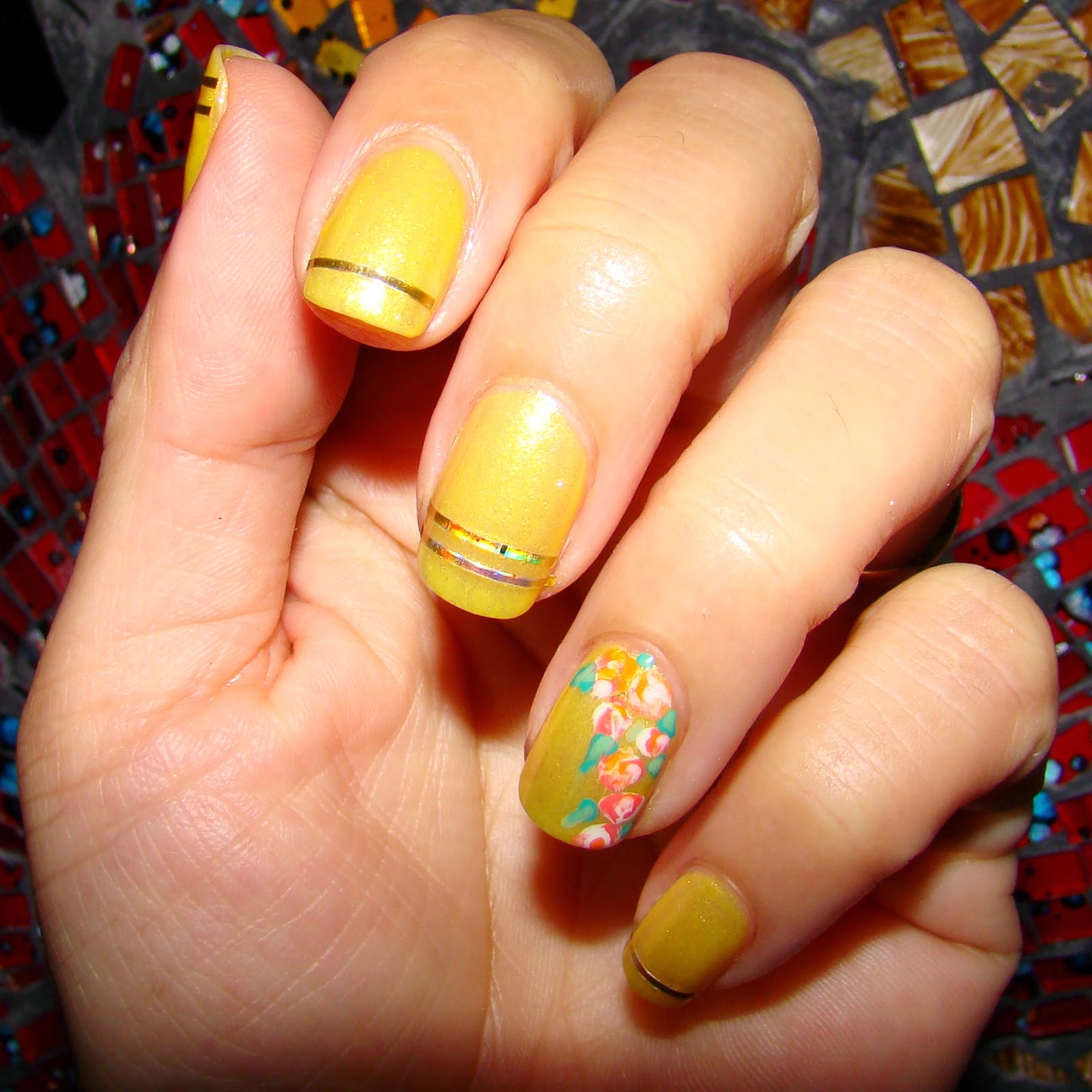 Yellow with Roses and Striping Tape