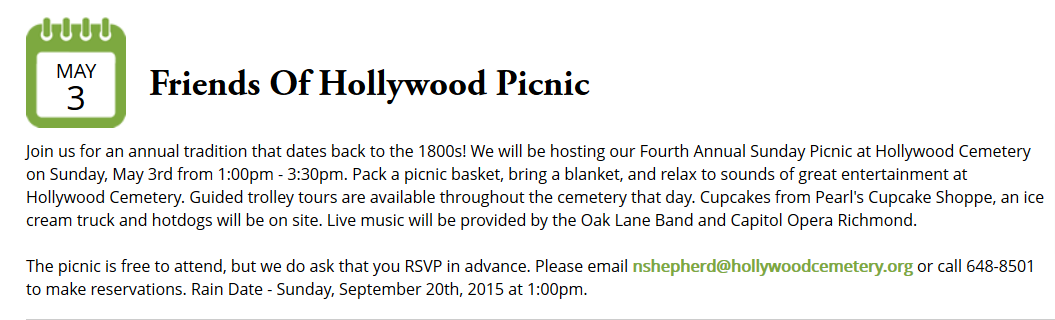 http://www.hollywoodcemetery.org/events