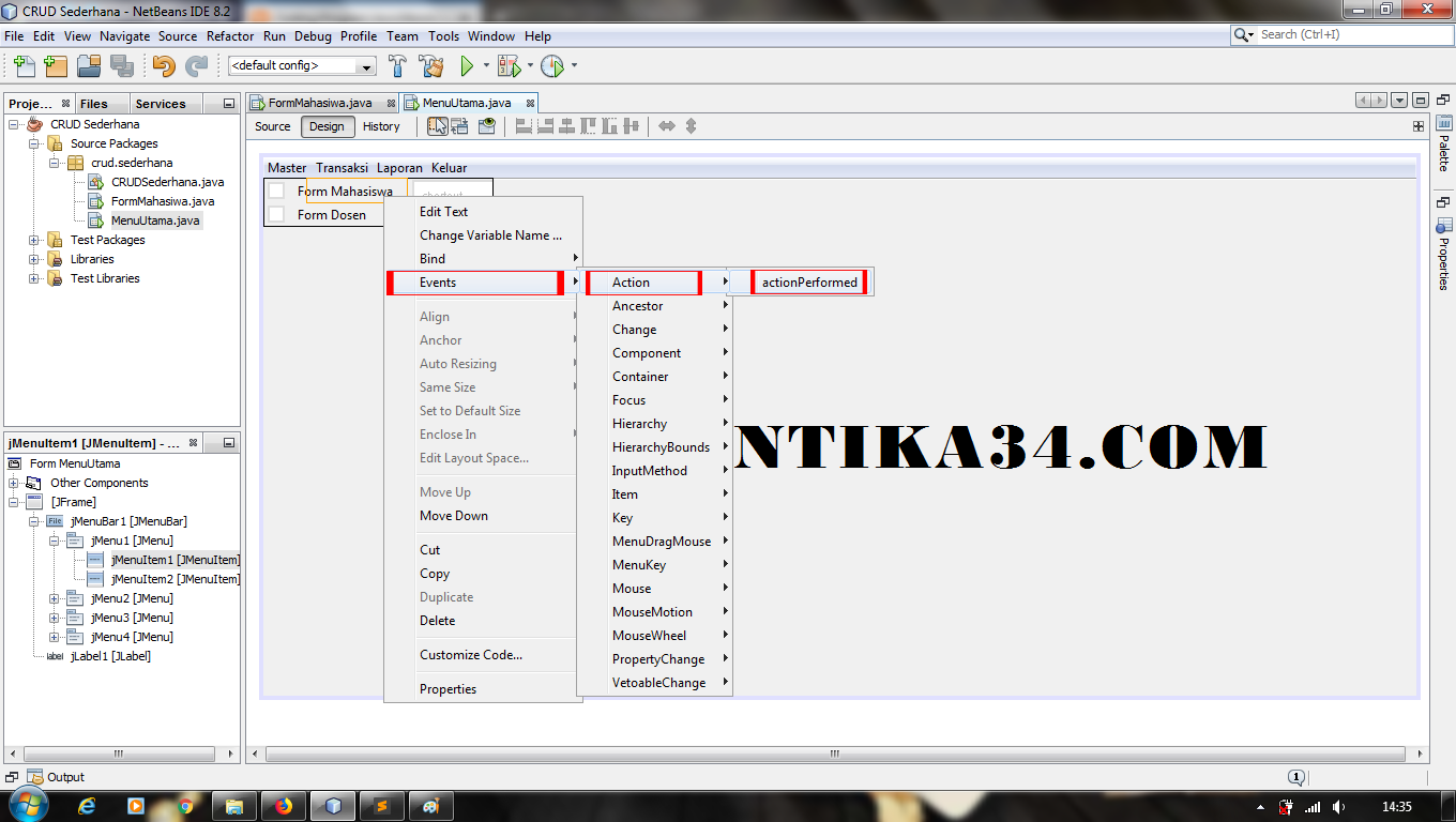 NETBEANS code format menu option. JMENUBAR.
