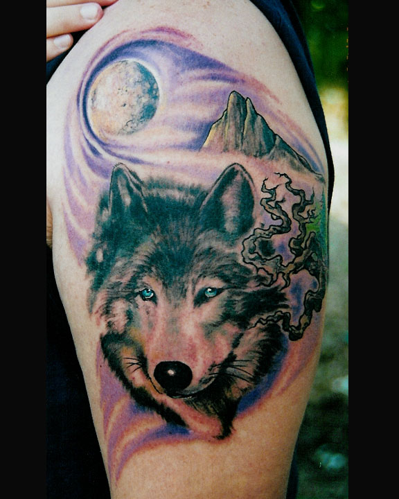 The figure below is an example of Wolf Tattoos Wolf and Moon Tattoos 