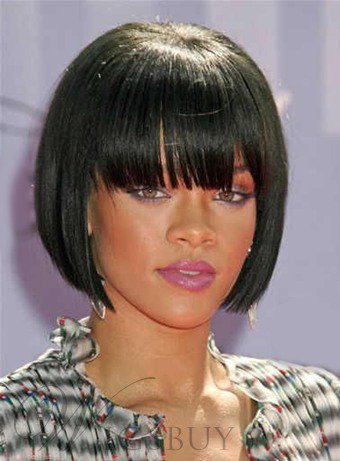Rihanna Cute Short Straight Capless Synthetic Hair Wig 10 Inches