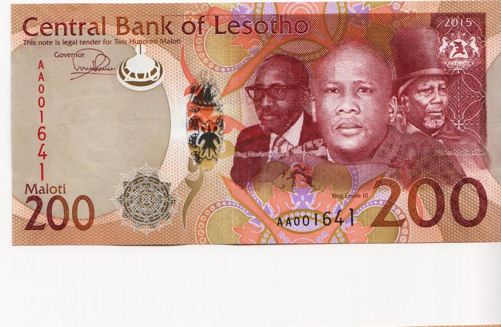 African Coins & Banknotes Lesotho New 200 Maloti Banknote 2015 Issue