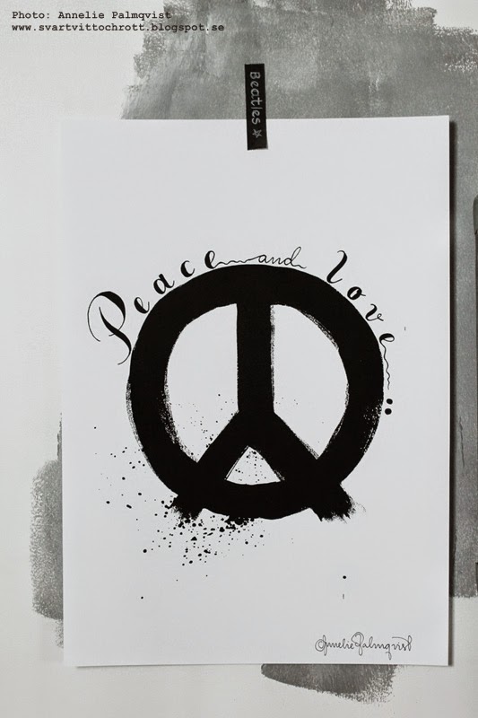 peace, poster, posters, tavlor, svartvit tavla, svart och vitt, svarta och vita tavlor, artprint, artprints, konsttryck, annelie palmqvist
