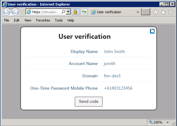 User verification add-on for the FIM/MIM Portal