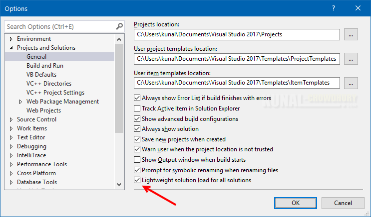 Visual Studio 2017 - 'Lightweight Solution Load' to shorter load time