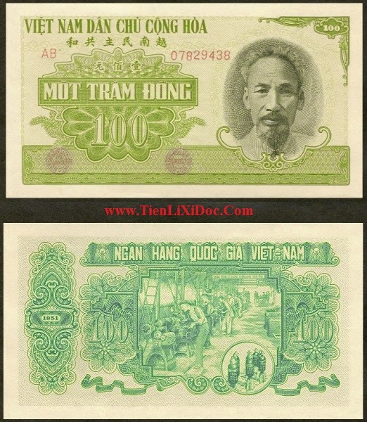 100 Đồng Việt Nam Dân Chủ 1951(Xanh)