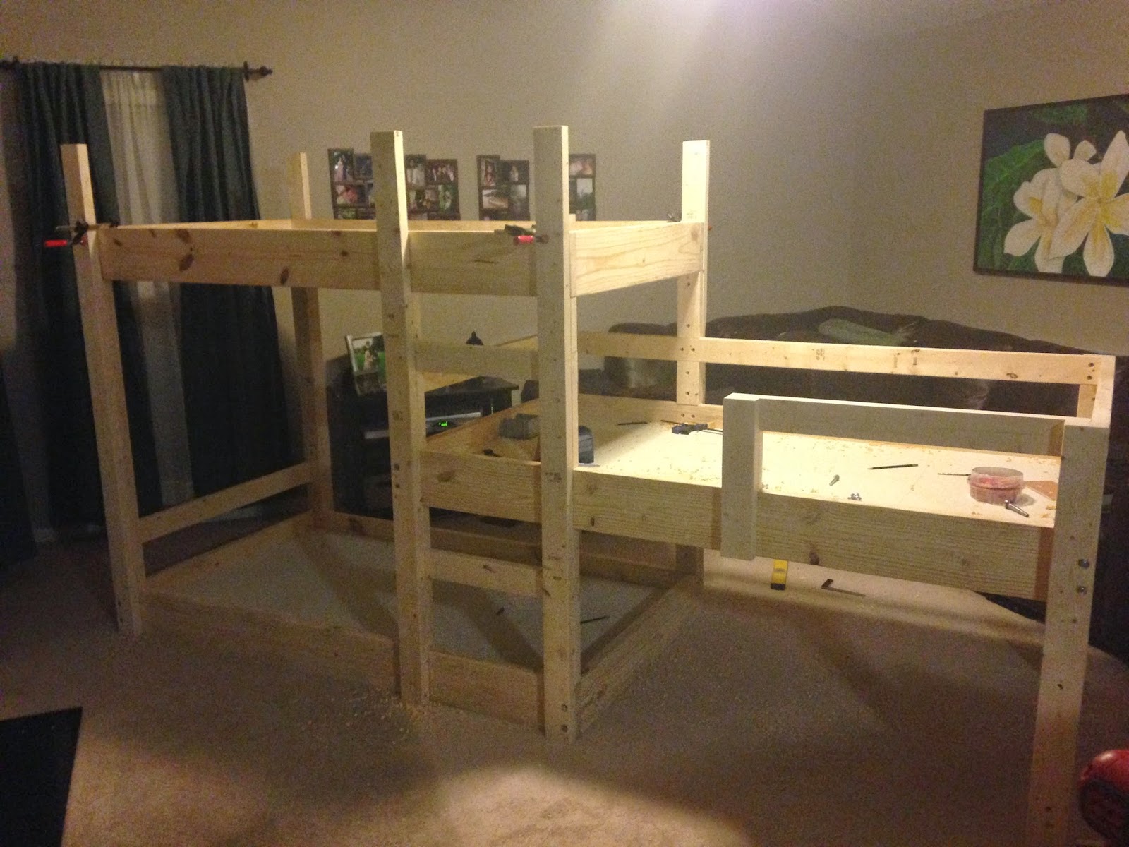 Somehow it all came together: The great triple bunk bed build