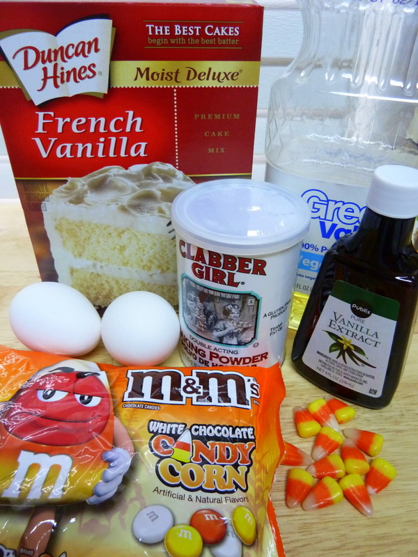 Cookin' Cowgirl: M&M's White Chocolate Candy Corn Cake Batter Cookies