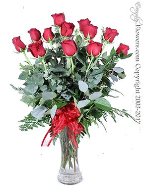 Order A dozen long stem red roses for Valentines Day.