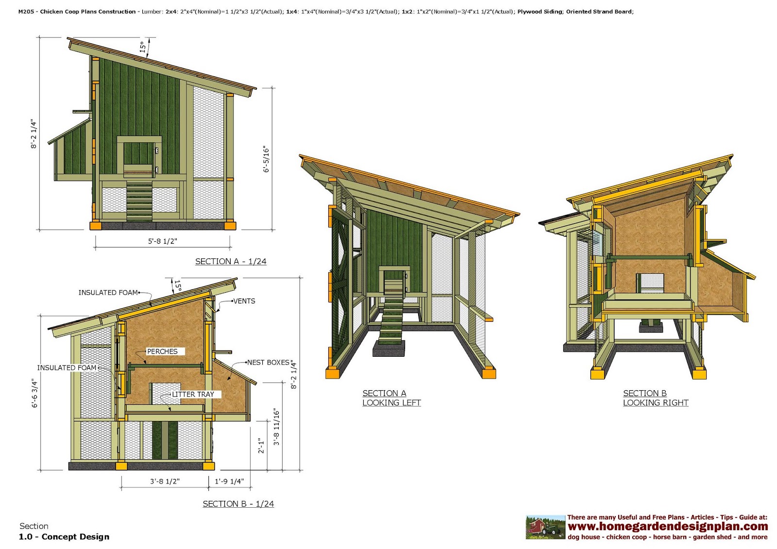 home garden plans M205 Chicken Coop Plans Construction Chicken
