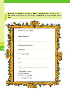 Apoyo Primaria Español 2do grado Bloque 4 lección 7 ¿Cómo sería tu mundo al revés?