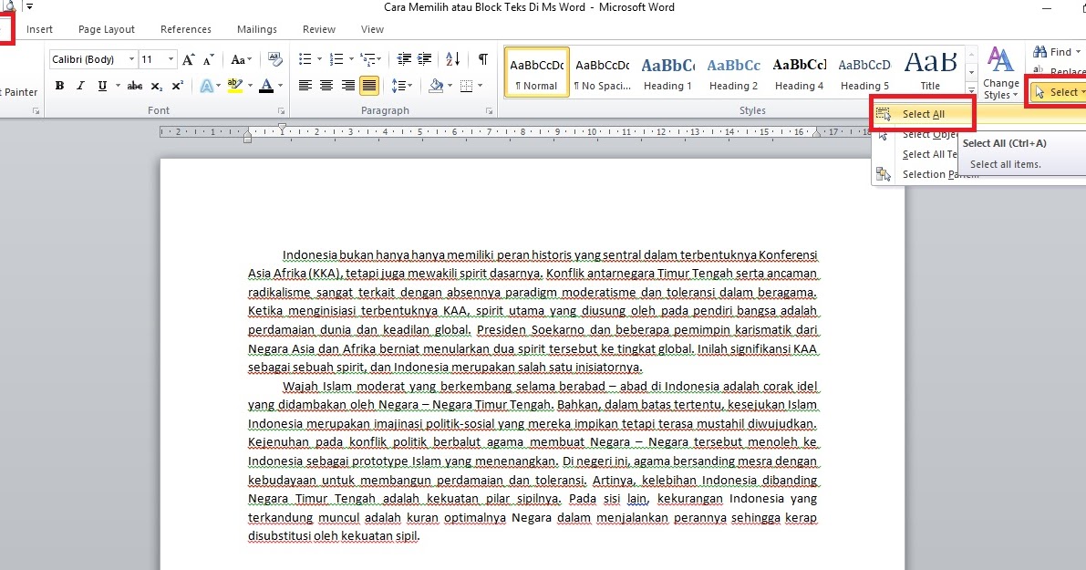 Cara ngeblok kolom di word