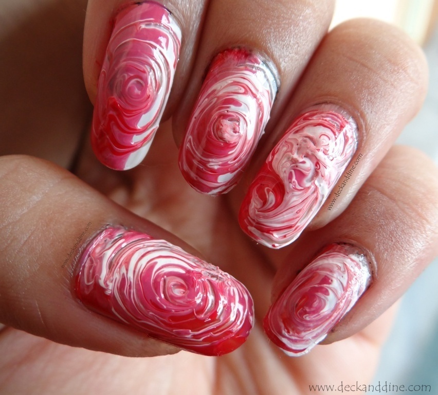 pink and white swirl nail designs