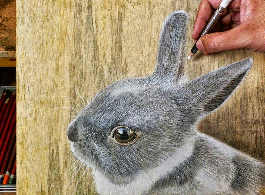 Lukisan Tampak Nyata Kelinci